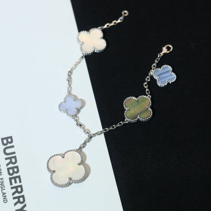 [Amore]CLOVER BRACELET 5 MOTIFS MOP CHALCEDONY SILVER