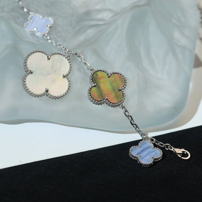 [Amore]CLOVER BRACELET 5 MOTIFS MOP CHALCEDONY SILVER