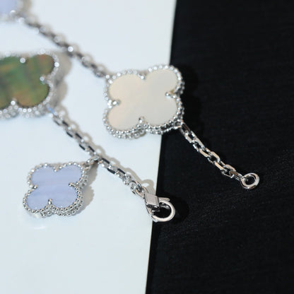 [Amore]CLOVER BRACELET 5 MOTIFS MOP CHALCEDONY SILVER