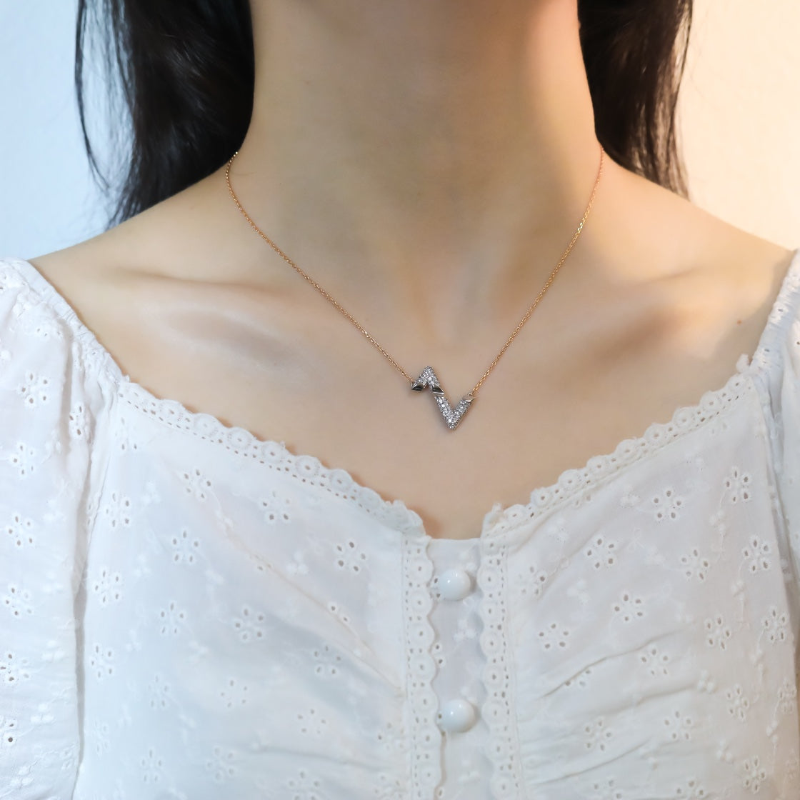 [Amore]VOLT SILVER DIAMOND PEDANT NECKLACE