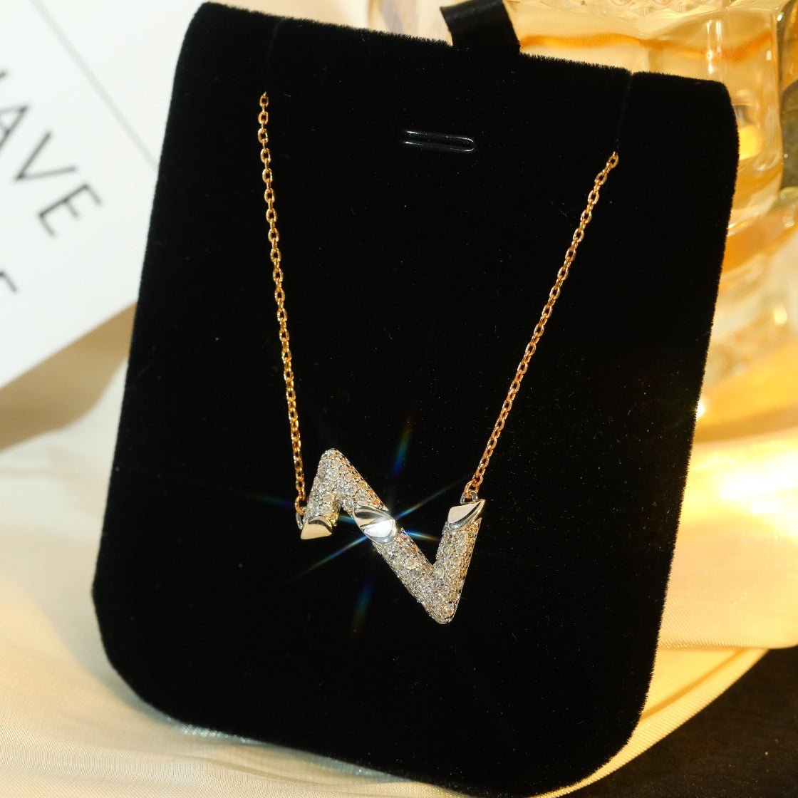 [Amore]VOLT SILVER DIAMOND PEDANT NECKLACE