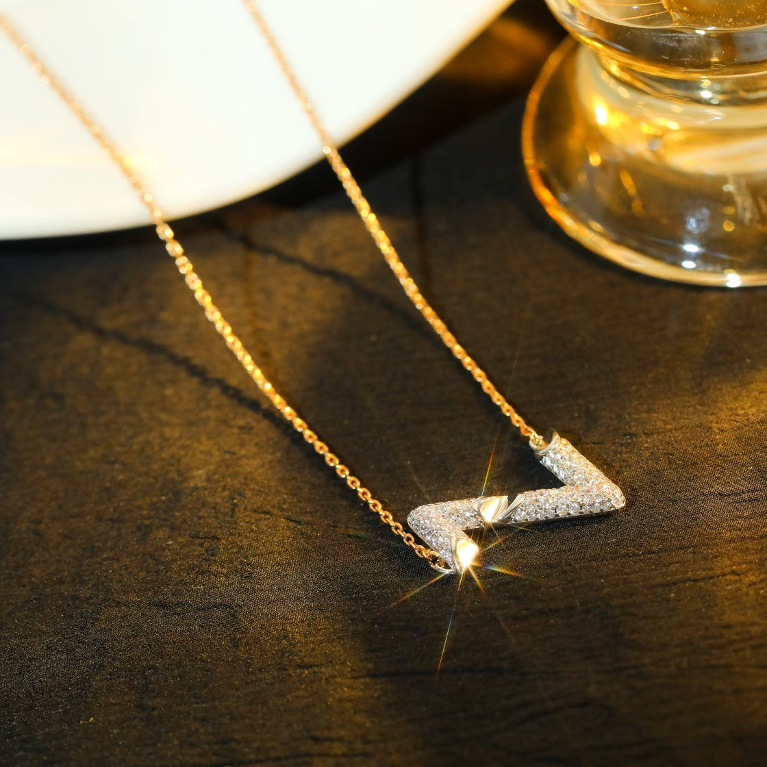 [Amore]VOLT SILVER DIAMOND PEDANT NECKLACE