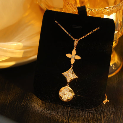 [Amore]STAR AND SUN DIAMOND PINK GOLD NECKLACE