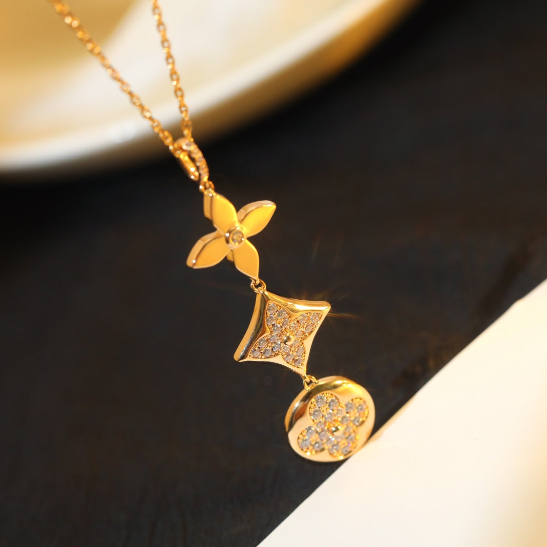 [Amore]STAR AND SUN DIAMOND PINK GOLD NECKLACE