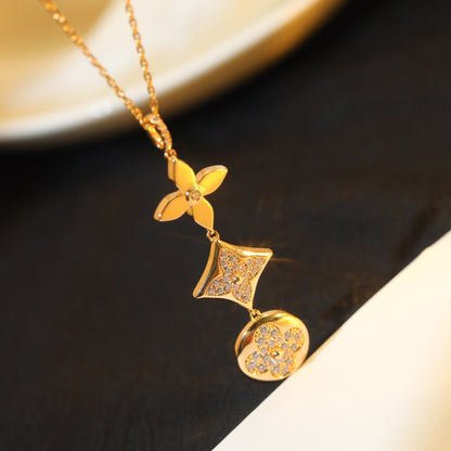 [Amore]STAR AND SUN DIAMOND PINK GOLD NECKLACE
