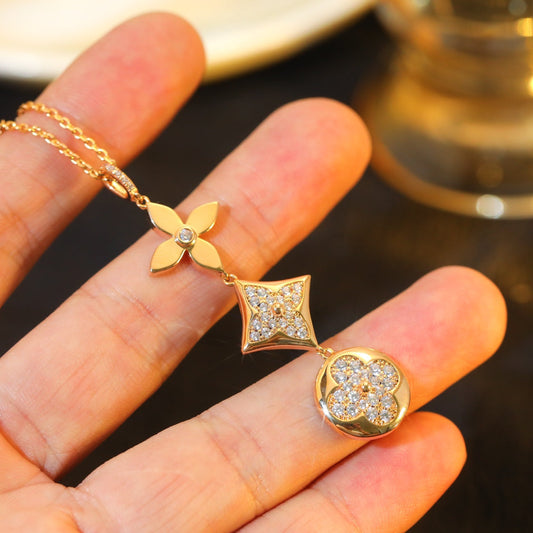 [Amore]STAR AND SUN DIAMOND PINK GOLD NECKLACE