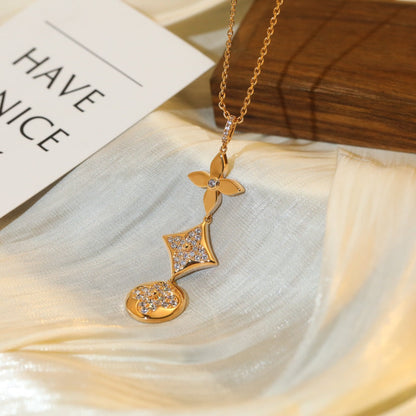 [Amore]STAR AND SUN DIAMOND PINK GOLD NECKLACE