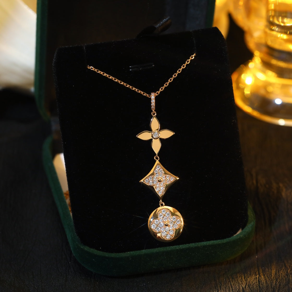 [Amore]STAR AND SUN DIAMOND PINK GOLD NECKLACE