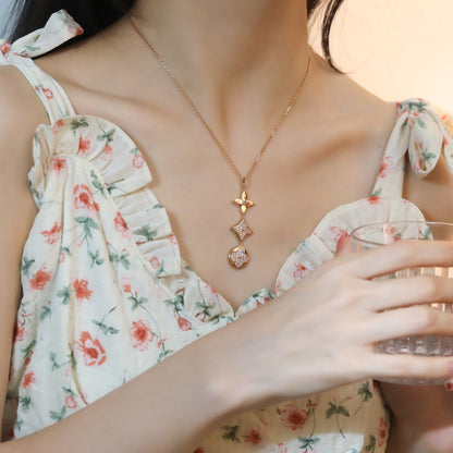[Amore]STAR AND SUN DIAMOND PINK GOLD NECKLACE