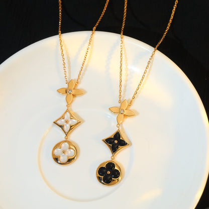 [Amore]STAR AND SUN ONYX PINK GOLD NECKLACE