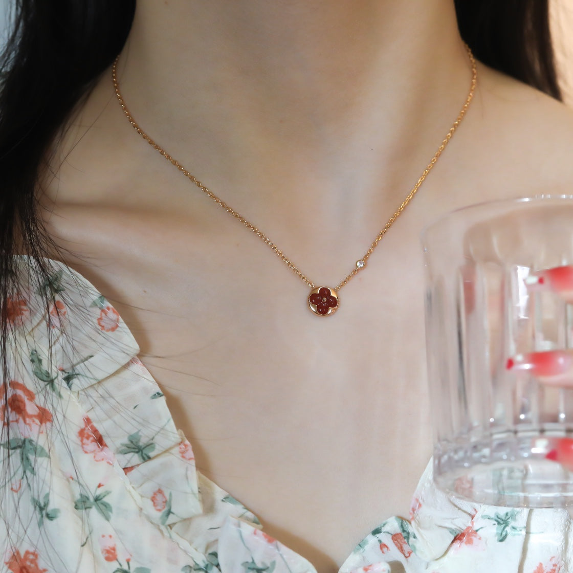 [Amore]SUN PEDANT PINK GOLD 1 DIAMOND NECKLACE