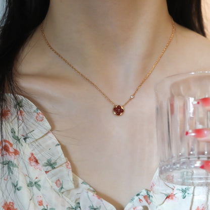 [Amore]SUN PEDANT PINK GOLD 1 DIAMOND NECKLACE