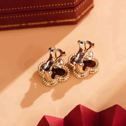 [Amore]CLOVER MEDIUM 1 MOTIFS CARNELIAN  EARRINGS