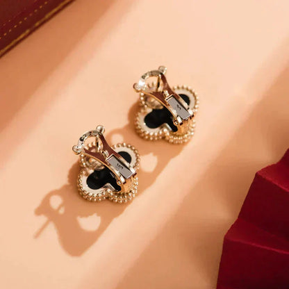 [Amore]CLOVER MEDIUM 1 MOTIFS  ONYX STUD EARRINGS