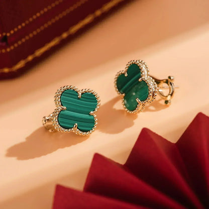 [Amore]CLOVER MEDIUM 1 MOTIFS MALACHITE  EARRINGS