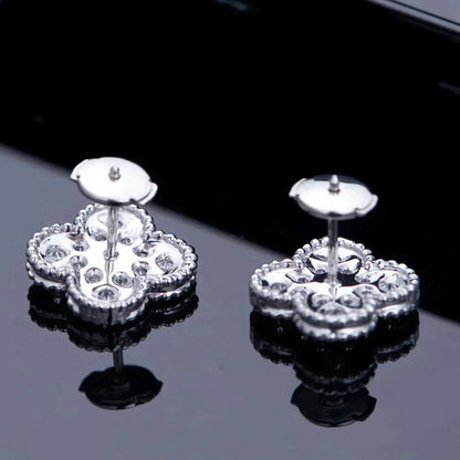 [Amore]CLOVER 1 MOTIFS DIAMOND STUD EARRINGS SILVER