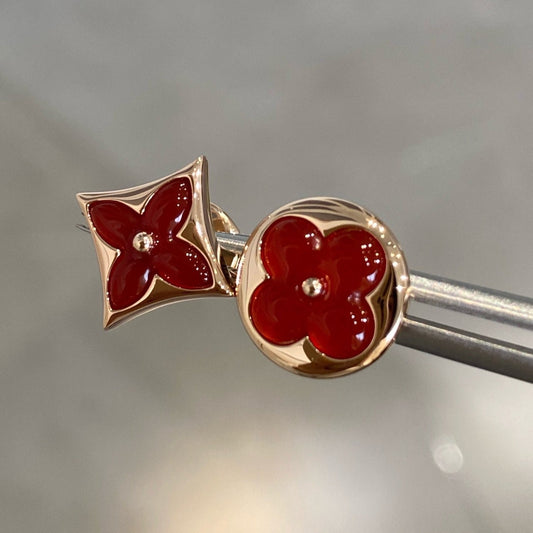 [Amore]STAR AND SUN PINK GOLD CARNELIAN STUD EARRINGS