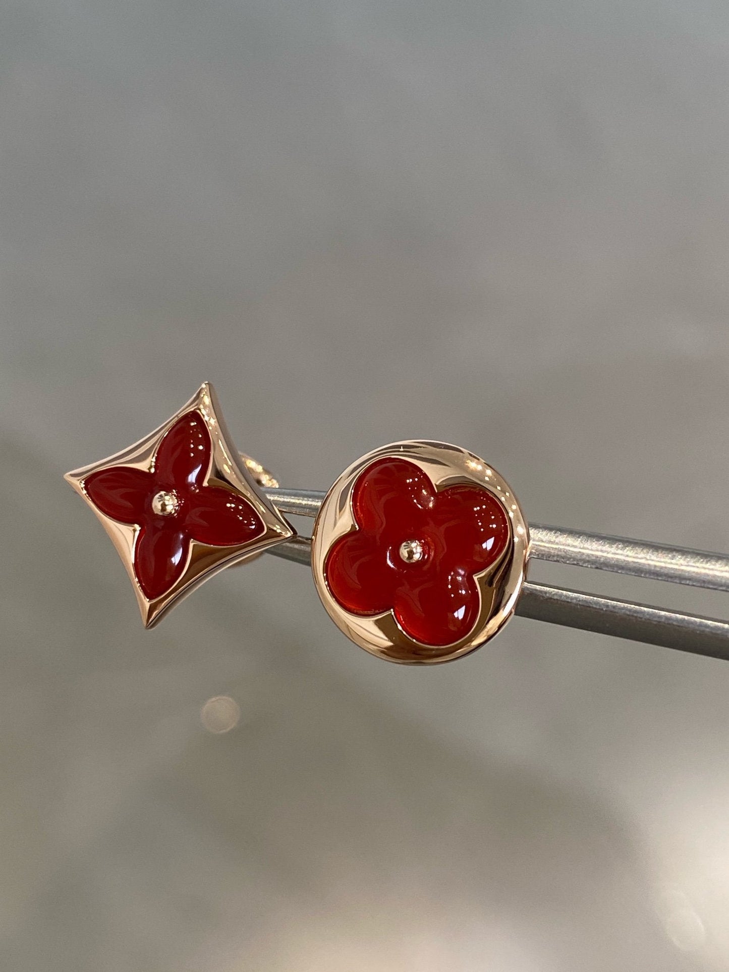 [Amore]STAR AND SUN PINK GOLD CARNELIAN STUD EARRINGS
