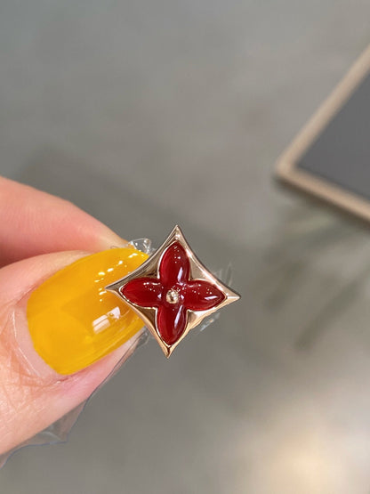 [Amore]STAR AND SUN PINK GOLD CARNELIAN STUD EARRINGS