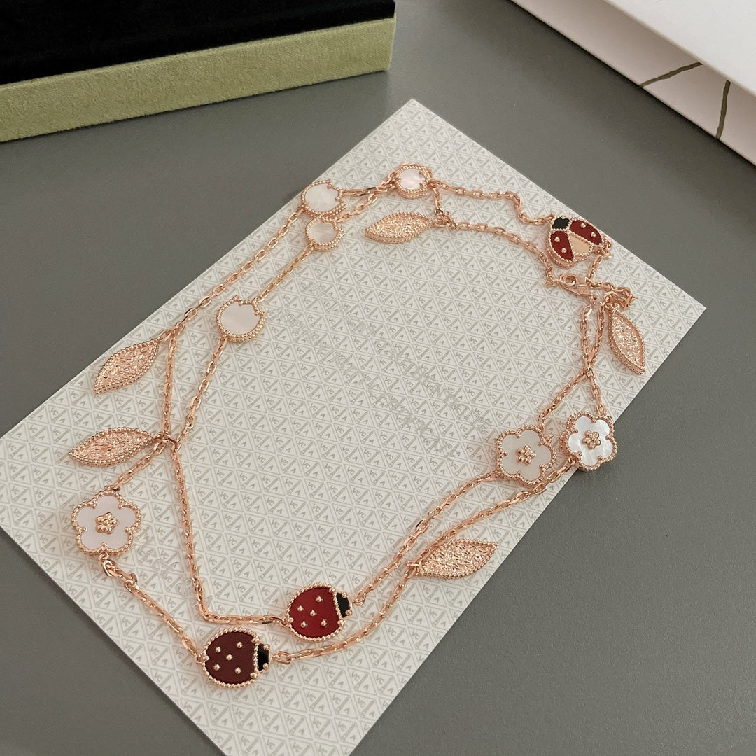 [Amore]LUCKY SPRING 15 MOTIFS ROSE GOLD NECKLACE