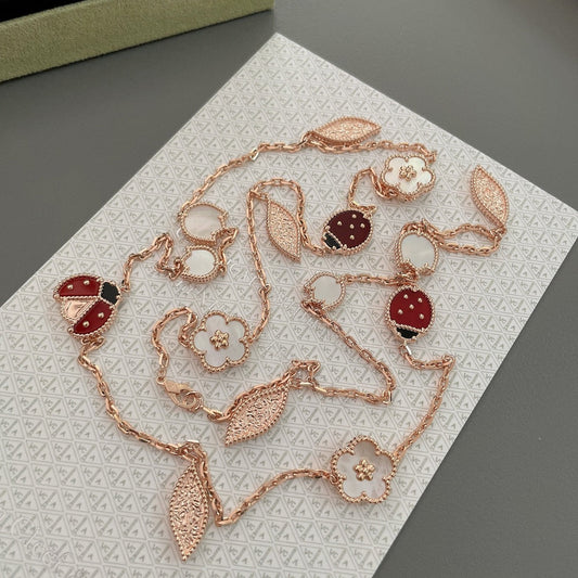 [Amore]LUCKY SPRING 15 MOTIFS ROSE GOLD NECKLACE