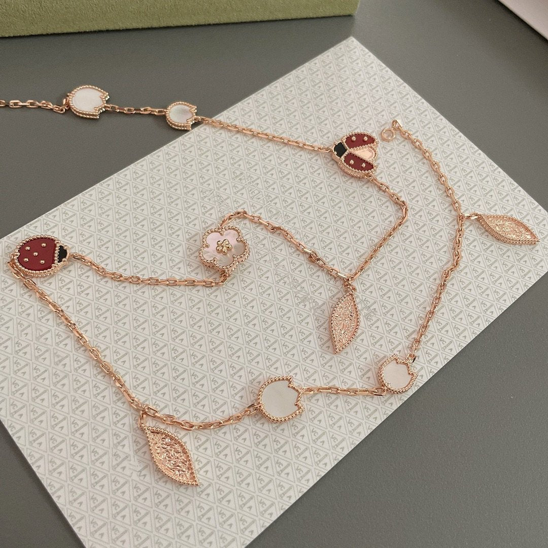 [Amore]LUCKY SPRING 15 MOTIFS ROSE GOLD NECKLACE