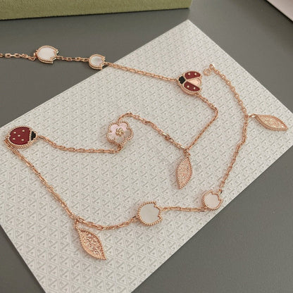 [Amore]LUCKY SPRING 15 MOTIFS ROSE GOLD NECKLACE