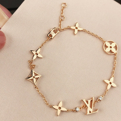 [Amore]STAR AND SUN 7 MOTIFS GOLD BRACELET