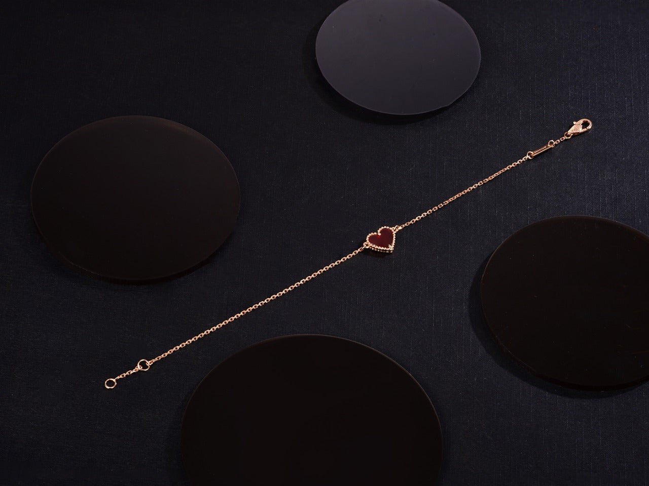 [Amore]HEART CARNELIAN PINK GOLD BRACELET