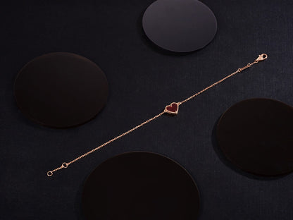 [Amore]HEART CARNELIAN PINK GOLD BRACELET