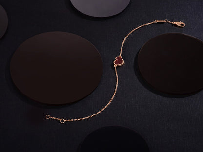 [Amore]HEART CARNELIAN PINK GOLD BRACELET