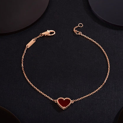[Amore]HEART CARNELIAN PINK GOLD BRACELET