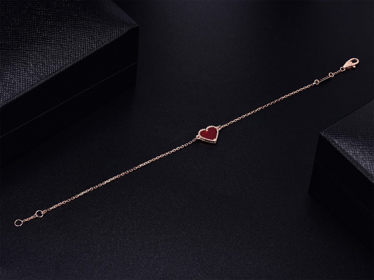 [Amore]HEART CARNELIAN PINK GOLD BRACELET