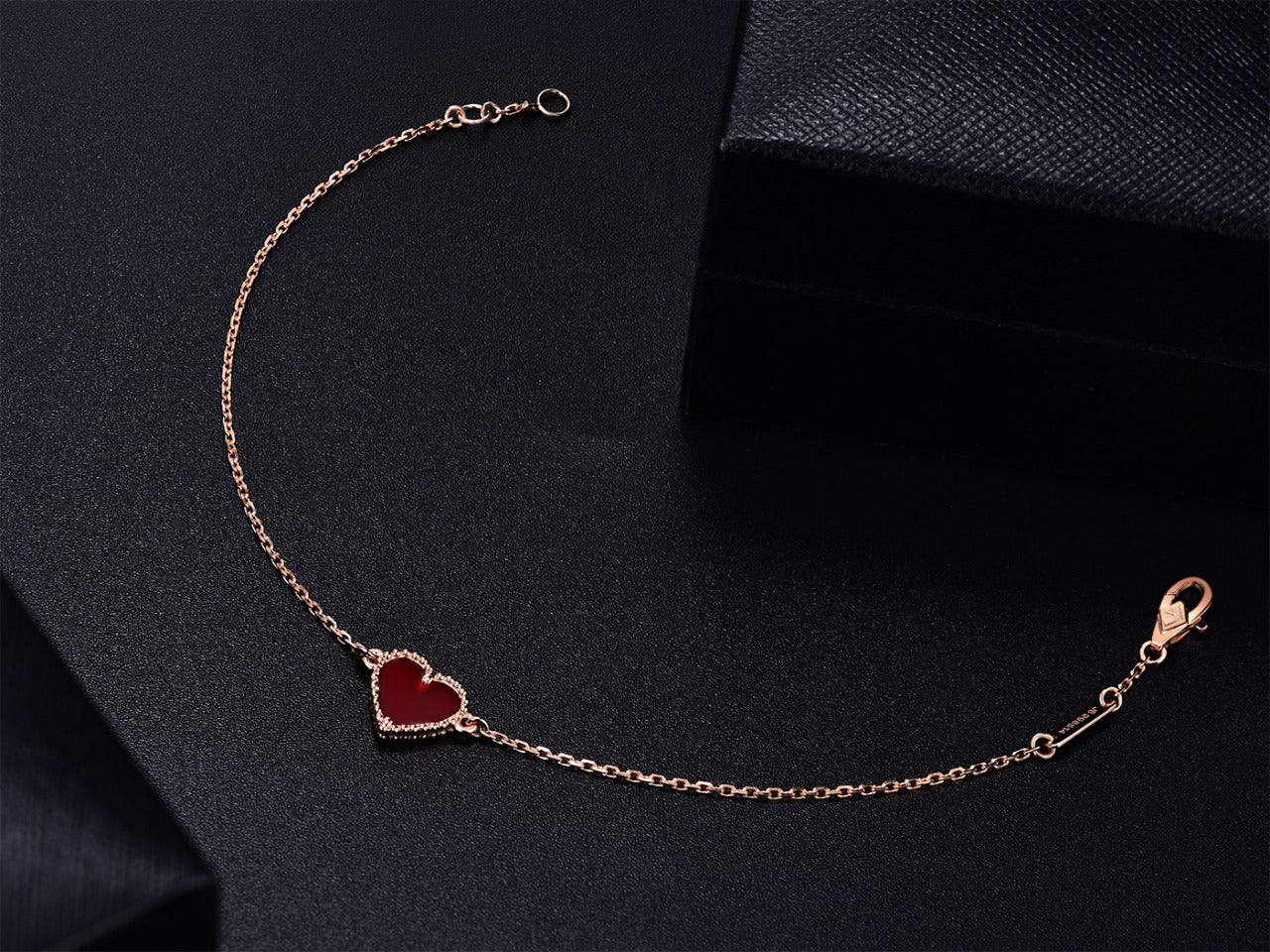 [Amore]HEART CARNELIAN PINK GOLD BRACELET