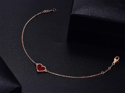[Amore]HEART CARNELIAN PINK GOLD BRACELET