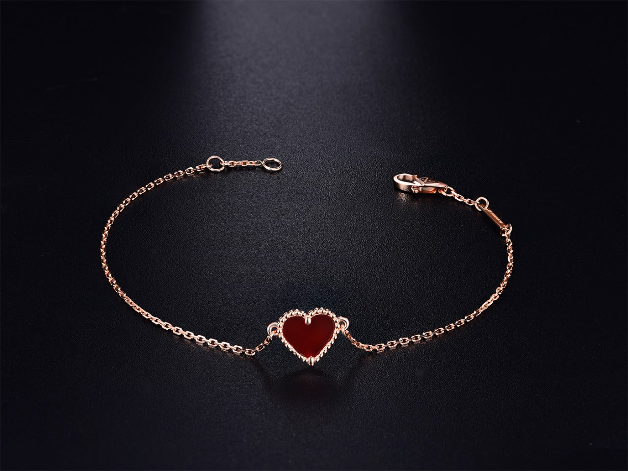 [Amore]HEART CARNELIAN PINK GOLD BRACELET