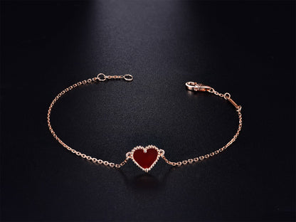 [Amore]HEART CARNELIAN PINK GOLD BRACELET