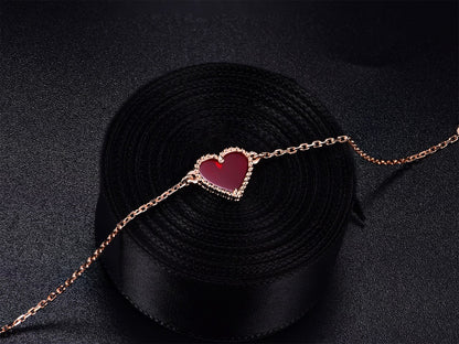 [Amore]HEART CARNELIAN PINK GOLD BRACELET