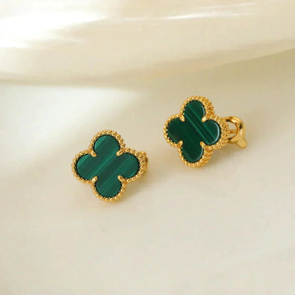 [Amore]CLOVER MEDIUM 1 MOTIFS MALACHITE  EARRINGS