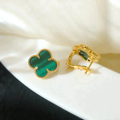 [Amore]CLOVER MEDIUM 1 MOTIFS MALACHITE  EARRINGS