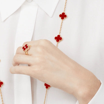 [Amore]CLOVER CARNELIAN RING ROSE GOLD DIAMOND