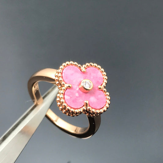 [Amore]CLOVER RHODONITE ROSE GOLD RING