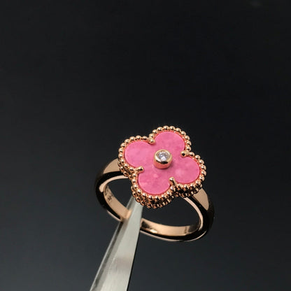 [Amore]CLOVER RHODONITE ROSE GOLD RING