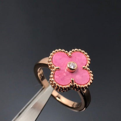 [Amore]CLOVER RHODONITE ROSE GOLD RING