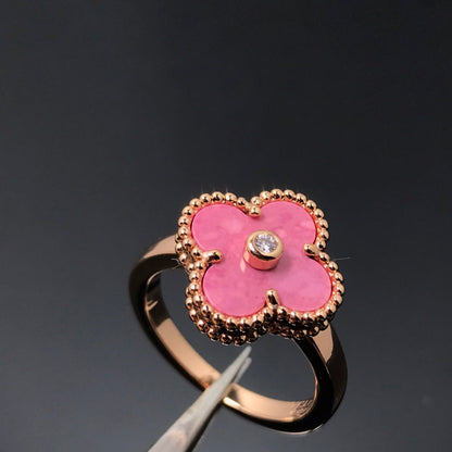 [Amore]CLOVER RHODONITE ROSE GOLD RING