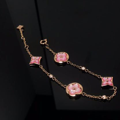 [Amore]STAR AND SUN 4 MOTIF PINK MOP PINK GOLD BRACELET