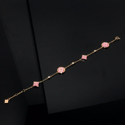 [Amore]STAR AND SUN 4 MOTIF PINK MOP PINK GOLD BRACELET