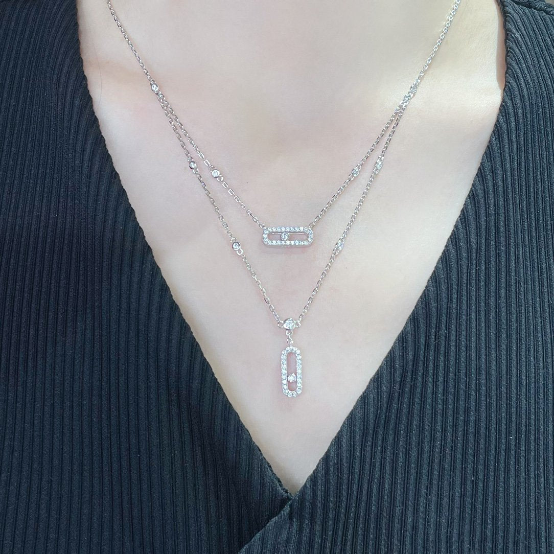 [Amore]MOVE 2 ROW DIAMOND NECKLACE