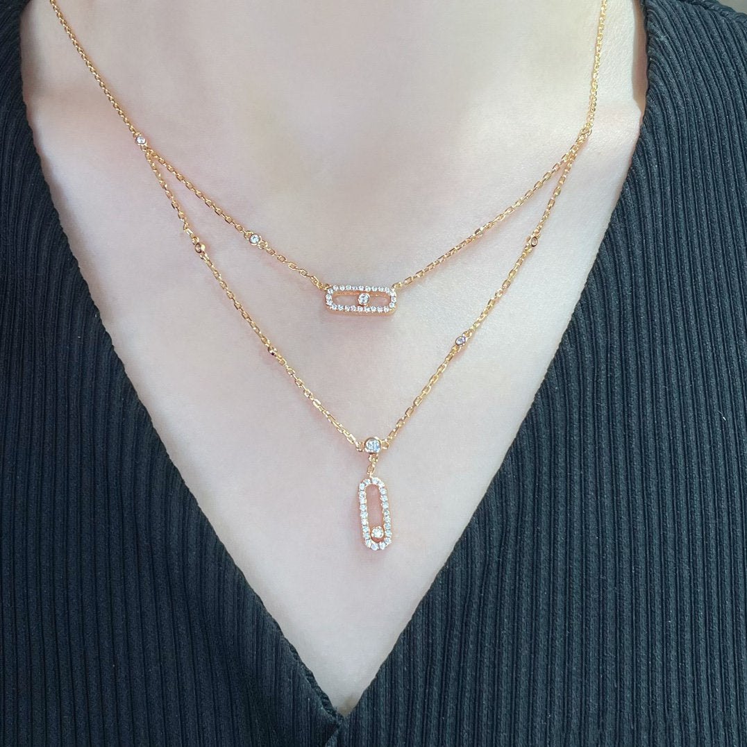 [Amore]MOVE 2 ROW DIAMOND NECKLACE