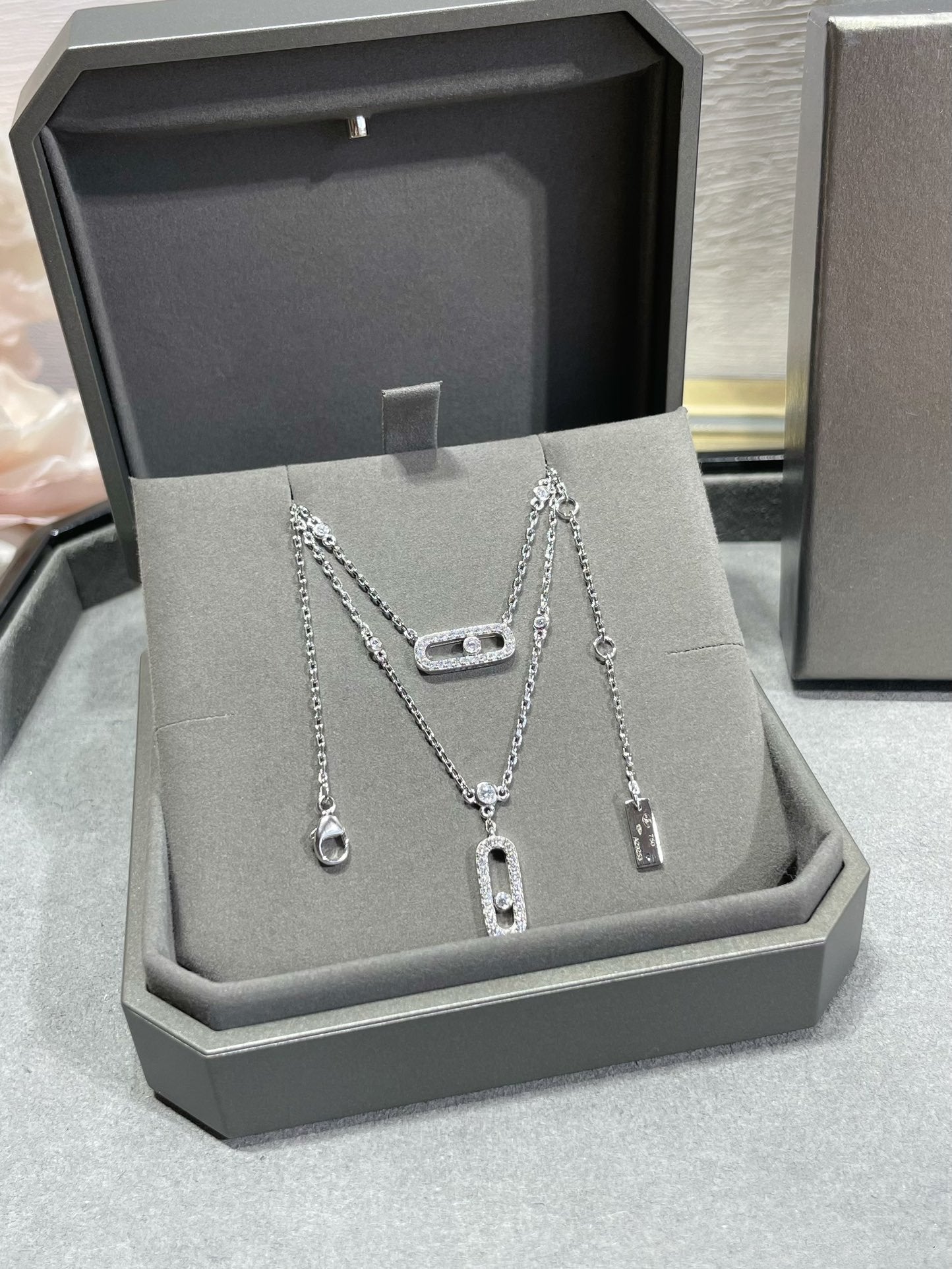 [Amore]MOVE 2 ROW DIAMOND NECKLACE